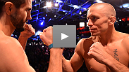 Two champions square off on the eve of their pivotal title bout - see welterweights Georges St-Pierre and Carlos Condit at the UFC 154 weigh-ins.