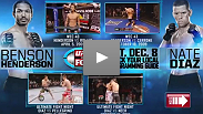 On Dec. 8th, Benson Henderson will defend his UFC lightweight title against Nate Diaz. Click on the video thumbnails to watch 8 free fight from both fighters that were instrumental to their journey to the lightweight title bout.