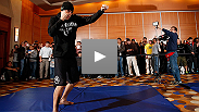 "I'm trying to represent for everybody." Top contender Nate Diaz discusses his upcoming title shot against Benson Henderson at the UFC on FOX open workouts.