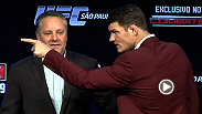 "Entren&eacute; para 25 minutos de lo m&aacute;s fuerte". Vean algo de lo m&aacute;s destacado de la conferencia de prensa previa de UFC on FX 7 en Sao Paulo, Brasil.