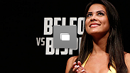 Meet the new UFC Octagon Girls Camila Rodrigues de Oliveira and Aline Caroline Franzoi at the UFC on FX official weigh-in event on January 18, 2013 at Ibirapuera Gymnasium in Sao Paulo, Brazil. (Photo by Josh Hedges/Zuffa LLC/Zuffa LLC via Getty Images)