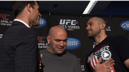 Things get heated at the UFC 159 media day, as Michael Bisping and Alan Belcher nearly come to blows during their faceoff.