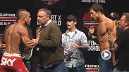 Vitor Belfort and Luke Rockhold have to be separated after they weigh in for their headlining bout at UFC on FX 8.