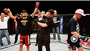 Rafael Dos Anjos won a controversial decision in a back-and-forth brawl with Evan Dunham. After the fight, a stitched-up Dos Anjos spoke with FUEL TV's Heidi Androl