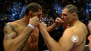 Heavyweight champ Cain Velasquez and Antonio 'Bigfoot' Silva get up close and personal at he UFC 160 weigh-in.