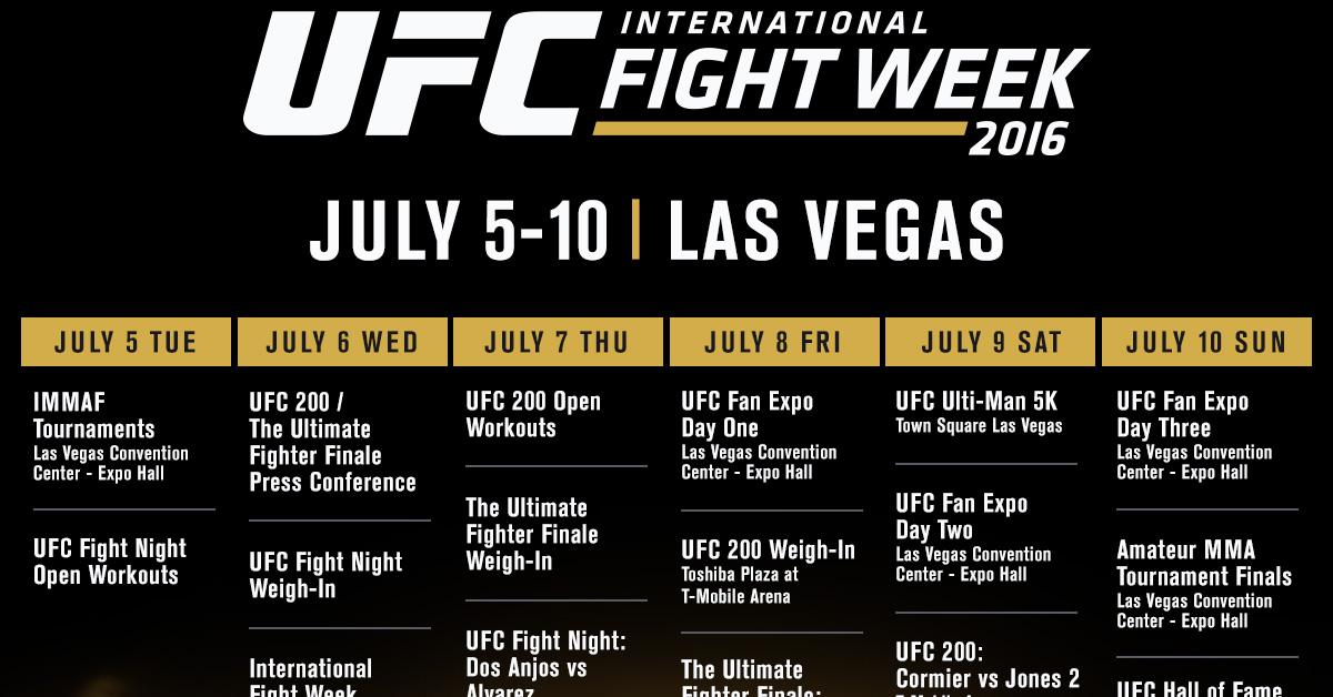 2016 International Fight Week schedule released UFC ® News