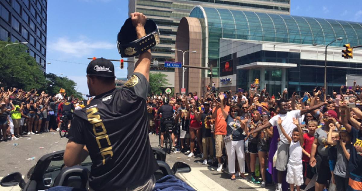 UFC champ Stipe Miocic at Cavaliers' victory parade