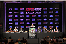UFC 134 fighters gather for the press conference in Rio.