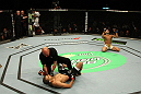 Rafael Dos Anjos celebrates after knocking out George Sotiropoulos.