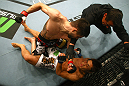 Carlos Condit knocks out Dong Hyun Kim with a flying knee.