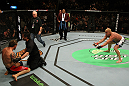 Tito Ortiz celebrates his victory over Ryan Bader.