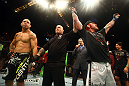 Chris Leben celebrates his win by knockout over Wanderlei Silva.