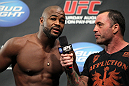 (R) Joe Rogan with (L) Rashad Evans