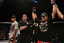 Jake Ellenberger celebrates his win.