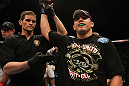 Jake Ellenberger celebrates his win.
