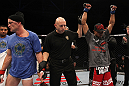 Robert Peralta celebrates his win.