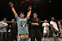 Evan Dunham celebrates his win.