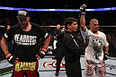 Mark Hunt celebrates his win