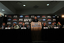 (L-R) Brian Stann, Jose Aldo, Frankie Edgar, UFC President Dana White, Gray Maynard, Kenny Florian and Chael Sonnen