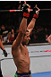 Jose Aldo celebrates his win over Kenny Florian