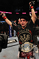 Frankie Edgar celebrates his win