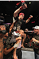 Frankie Edgar celebrates his win
