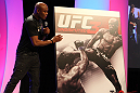 UFC Middleweight Champion Anderson Silva speaks on stage after the cover artwork for UFC Undisputed 3 is unveiled at the UFC Fan Expo