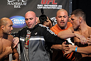 BJ Penn and Nick Diaz being separated by UFC President Dana White