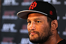 SAN JOSE, CA - NOVEMBER 16:  Dan Henderson answers questions from the media during the UFC 139 open workouts at the Heroes Martial Arts Gym on November 16, 2011 in San Jose, California.  (Photo by Josh Hedges/Zuffa LLC/Zuffa LLC via Getty Images)
