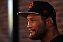 SAN JOSE, CA - NOVEMBER 16:  Dan Henderson answers questions from the media during the UFC 139 open workouts at the Heroes Martial Arts Gym on November 16, 2011 in San Jose, California.  (Photo by Josh Hedges/Zuffa LLC/Zuffa LLC via Getty Images)