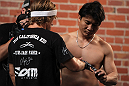 SAN JOSE, CA - NOVEMBER 16:  Urijah Faber has his hands wrapped before working out for the fans and media during the UFC 139 open workouts at the Heroes Martial Arts Gym on November 16, 2011 in San Jose, California.  (Photo by Josh Hedges/Zuffa LLC/Zuffa LLC via Getty Images)