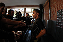 SAN JOSE, CA - NOVEMBER 16:  Cung Le answers questions from the media during the UFC 139 open workouts at the Heroes Martial Arts Gym on November 16, 2011 in San Jose, California.  (Photo by Josh Hedges/Zuffa LLC/Zuffa LLC via Getty Images)
