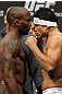 SAN JOSE, CA - NOVEMBER 18:  (L-R) Lightweight opponents Shamar Bailey and Danny Castillo face off after weighing in during the UFC 139 Weigh In at the HP Pavilion on November 18, 2011 in San Jose, California.  (Photo by Josh Hedges/Zuffa LLC/Zuffa LLC via Getty Images)