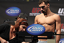 SAN JOSE, CA - NOVEMBER 18:  Nick Pace weighs in during the UFC 139 Weigh In at the HP Pavilion on November 18, 2011 in San Jose, California.  (Photo by Josh Hedges/Zuffa LLC/Zuffa LLC via Getty Images)