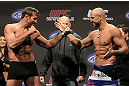 SAN JOSE, CA - NOVEMBER 18:  (L-R) Light Heavyweight opponents Stephan Bonnar and Kyle Kingsbury face off after weighing in during the UFC 139 Weigh In at the HP Pavilion on November 18, 2011 in San Jose, California.  (Photo by Josh Hedges/Zuffa LLC/Zuffa LLC via Getty Images)