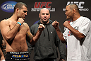SAN JOSE, CA - NOVEMBER 18:  (L-R) Light Heavyweight opponents Mauricio "Shogun" Rua and Dan Henderson face off after weighing in during the UFC 139 Weigh In at the HP Pavilion on November 18, 2011 in San Jose, California.  (Photo by Josh Hedges/Zuffa LLC/Zuffa LLC via Getty Images)