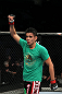 SAN JOSE, CA - NOVEMBER 19: Miguel Torres celebrates defeating Nick Pace in a UFC  Bantamweight bout at the HP Pavillion in San Jose, California on November 19, 2011 in San Jose, California.  (Photo by Josh Hedges/Zuffa LLC/Zuffa LLC via Getty Images)