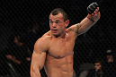 SAN JOSE, CA - NOVEMBER 19: Gleison Tibau celebrates defeating Rafael dos Anjos during an UFC Lightweight bout at the HP Pavillion in San Jose, California on November 19, 2011 in San Jose, California.  (Photo by Josh Hedges/Zuffa LLC/Zuffa LLC via Getty Images)
