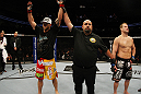 SAN JOSE, CA - NOVEMBER 19:  (L-R) Ryan Bader celebrates defeating Jason Brilz with a knock out in the first round during an UFC Light Heavywieght bout at the HP Pavillion on November 19, 2011 in San Jose, California.  (Photo by Josh Hedges/Zuffa LLC/Zuffa LLC via Getty Images)