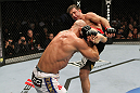 SAN JOSE, CA - NOVEMBER 19: (R-L) Stephan Bonnar has his kicked blocked by Kyle Kingsbury during an UFC Light Heavywieght bout at the HP Pavillion on November 19, 2011 in San Jose, California.  (Photo by Josh Hedges/Zuffa LLC/Zuffa LLC via Getty Images)