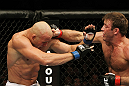 SAN JOSE, CA - NOVEMBER 19: (R-L) Stephan Bonnar punches Kyle Kingsbury during an UFC Light Heavywieght bout at the HP Pavillion on November 19, 2011 in San Jose, California.  (Photo by Josh Hedges/Zuffa LLC/Zuffa LLC via Getty Images)