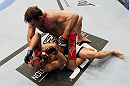 SAN JOSE, CA - NOVEMBER 19: Stephan Bonnar (top) punches Kyle Kingsbury (bottom) during an UFC Light Heavywieght bout at the HP Pavillion on November 19, 2011 in San Jose, California.  (Photo by Josh Hedges/Zuffa LLC/Zuffa LLC via Getty Images)