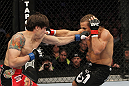 SAN JOSE, CA - NOVEMBER 19:  (L-R) Brian Bowles punches Urijah Faber during an UFC Bantamweight bout at the HP Pavillion  on November 19, 2011 in San Jose, California.  (Photo by Josh Hedges/Zuffa LLC/Zuffa LLC via Getty Images)