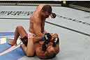 SAN JOSE, CA - NOVEMBER 19: Mauricio Rua (top) punches Dan Henderson (bottom) during an UFC Light Heavyweight bout at the HP Pavillion on November 19, 2011 in San Jose, California.  (Photo by Josh Hedges/Zuffa LLC/Zuffa LLC via Getty Images)