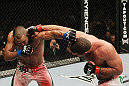 SAN JOSE, CA - NOVEMBER 19:  (R-L) Mauricio Rua and Dan Henderson exchange punches during an UFC Light Heavyweight bout at the HP Pavillion on November 19, 2011 in San Jose, California.  (Photo by Josh Hedges/Zuffa LLC/Zuffa LLC via Getty Images)