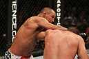SAN JOSE, CA - NOVEMBER 19:  (R-L) Mauricio Rua and Dan Henderson exchange punches during an UFC Light Heavyweight bout at the HP Pavillion on November 19, 2011 in San Jose, California.  (Photo by Josh Hedges/Zuffa LLC/Zuffa LLC via Getty Images)