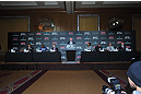 (L-R) Yoshihiro Akiyama, Rampage Jackson, Frankie Edgar, UFC CEO Lorenzo Fertitta, Benson Henderson, Ryan Bader, Jake Shields & Yushin Okami