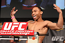 LAS VEGAS, NV - DECEMBER 02:  John Dodson weighs in at the official weigh-in for The Ultimate Fighter 14 Finale at The Palms Casino Resort on December 2, 2011 in Las Vegas, Nevada.  (Photo by Josh Hedges/Zuffa LLC/Zuffa LLC via Getty Images)