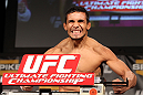 LAS VEGAS, NV - DECEMBER 02:  Dennis Bermudez weighs in at the official weigh-in for The Ultimate Fighter 14 Finale at The Palms Casino Resort on December 2, 2011 in Las Vegas, Nevada.  (Photo by Josh Hedges/Zuffa LLC/Zuffa LLC via Getty Images)