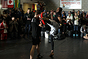 TORONTO, ON - DECEMBER 07:  UFC Light Heavyweight Champion Jon "Bones" Jones works out for the fans and media during the UFC 140 Open Workouts at the Xtreme Couture Gym on December 7, 2011 in Toronto, Ontario.  (Photo by Josh Hedges/Zuffa LLC/Zuffa LLC via Getty Images)